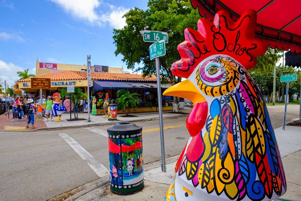 A colorful rooster on Miami's Calle Ocho